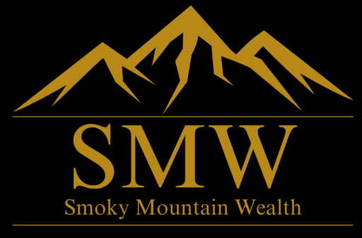 Line art image with mountains and the text Smoky Mountain Wealth under them.